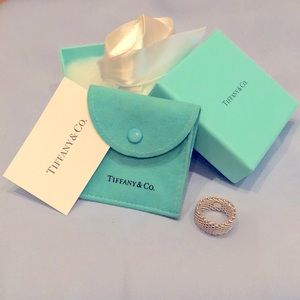 Authentic Tiffany & Co Somerset Sterling Silver Mesh Love Ring Sz 7.0